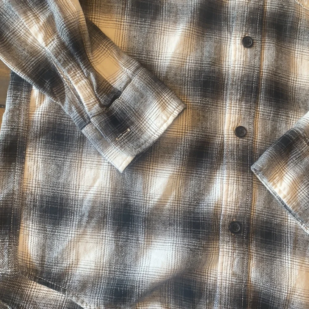 GAP kids black and white Plaid Button-Up long sleeve‎ size XL 12